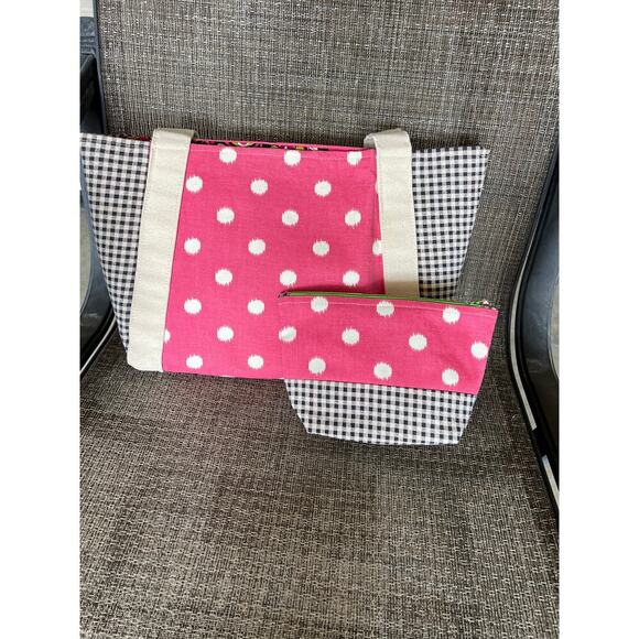 Handmade Tote & matching accessories bag. Pink & black - Picture 1 of 7